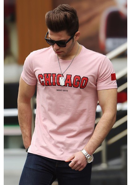 Baskılı Pudra Erkek T-Shirt 4485