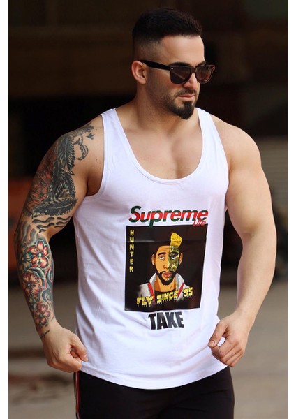 Baskılı Beyaz Erkek Atlet 2631