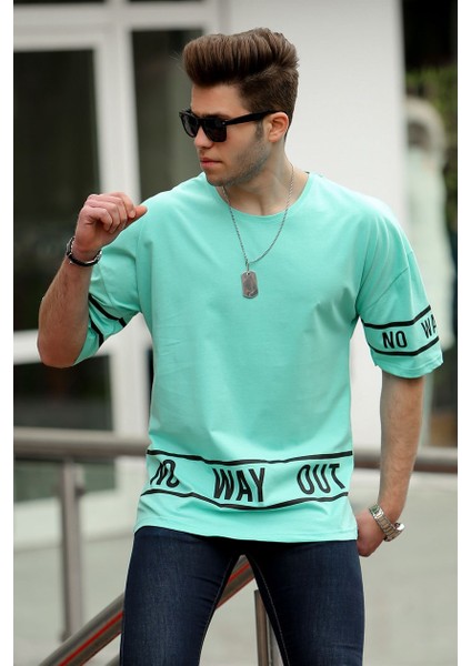 Baskılı Turkuaz Erkek T-Shirt 4483