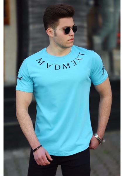 Turkuaz Nakışlı Erkek T-Shirt 4512