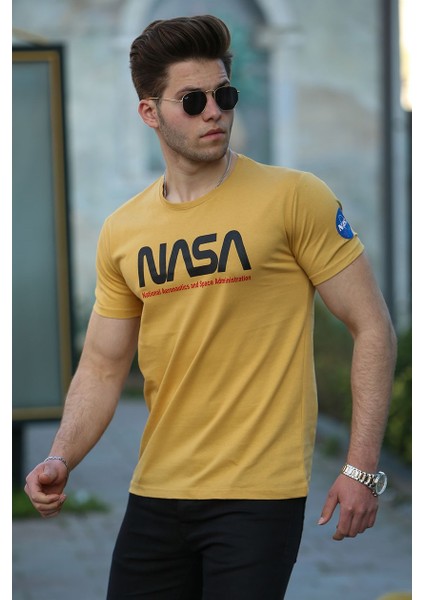 Baskılı Sarı Erkek T-Shirt 4525