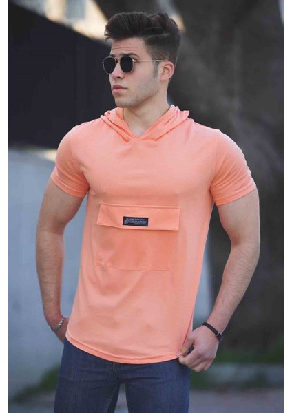 Madmext Pudra Erkek Kapşonlu T-Shirt 4611
