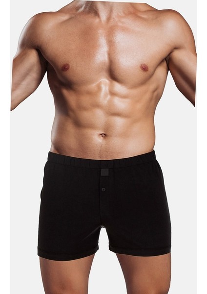 Siyah 3'lü Likralı Jersey Penye Boxer