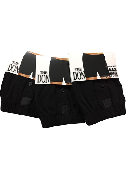 Siyah 3'lü Likralı Jersey Penye Boxer