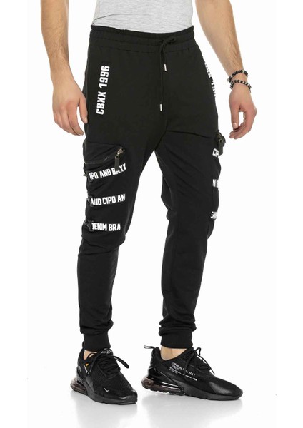 CR127 Şeritli Yazı Jogging Lastikli Alt Eşofman modelleri
