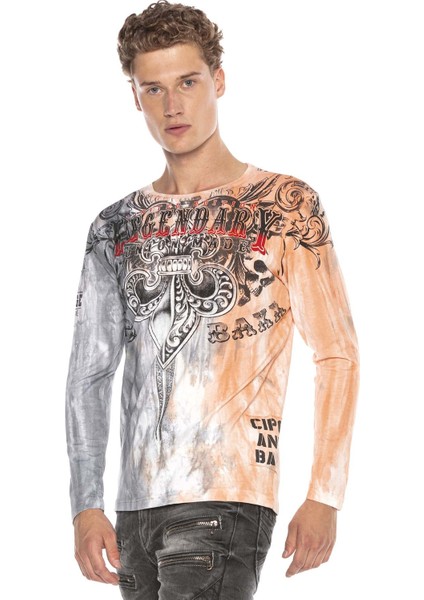 CL408 Royalty Desenli Karışık Sıcak Renkli Ince Sweatshirt