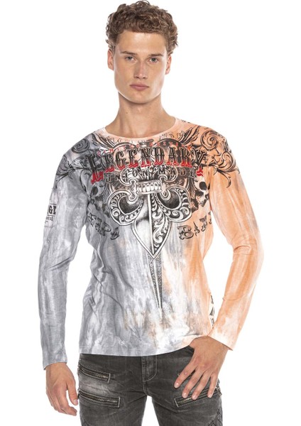 CL408 Royalty Desenli Karışık Sıcak Renkli Ince Sweatshirt