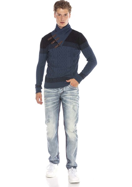 CP226 Detaylı Şal Yaka Desenli Slim Fit Erkek Kazak indirimleri