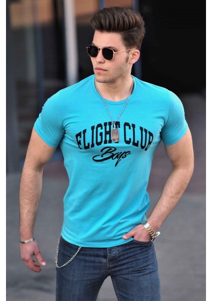 Baskılı Mavi Erkek T-Shirt 4591
