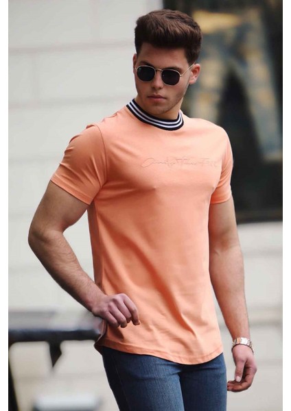 Pudra Nakış Baskılı Erkek T-Shirt 4486