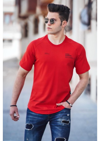 Kırmızı Baskılı Erkek T-Shirt 4632
