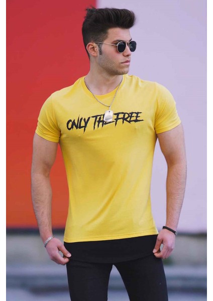 Sarı Baskılı Erkek T-Shirt 4597