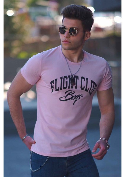 Baskılı Pudra Erkek T-Shirt 4591