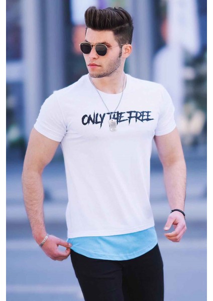 Beyaz Baskılı Erkek T-Shirt 4597