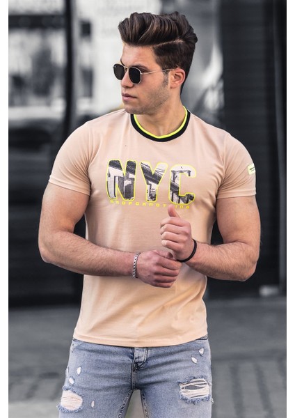 Camel Baskılı Erkek T-Shirt 4606