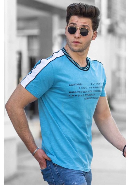 Baskılı Turkuaz Erkek T-Shirt 4530