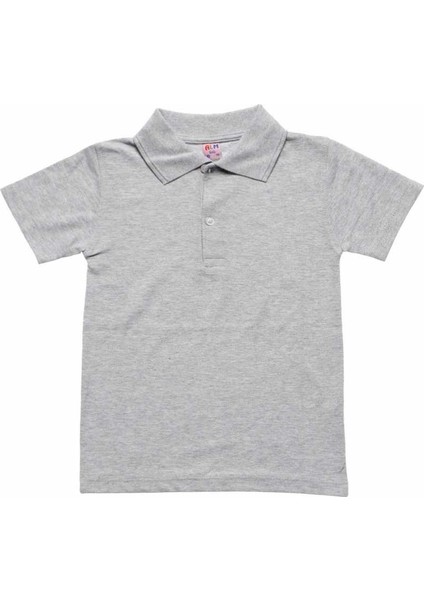 Gri Kısa Kol 6-16 Yaş Çocuk Okul Lakos /T-shirt - 80238-Gri