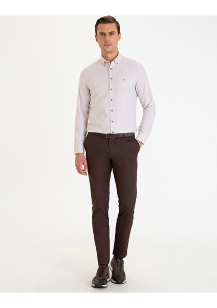 Erkek Kahverengi Slim Fit Kanvas Pantolon 50227424-VR029