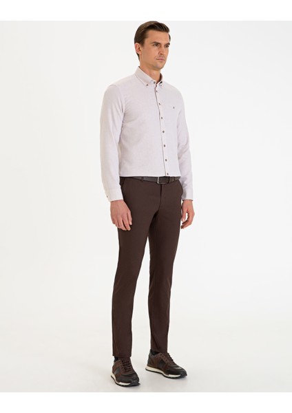 Erkek Kahverengi Slim Fit Kanvas Pantolon 50227424-VR029