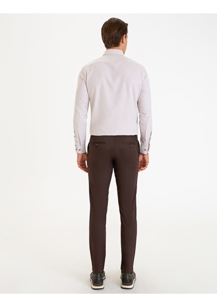 Erkek Kahverengi Slim Fit Kanvas Pantolon 50227424-VR029