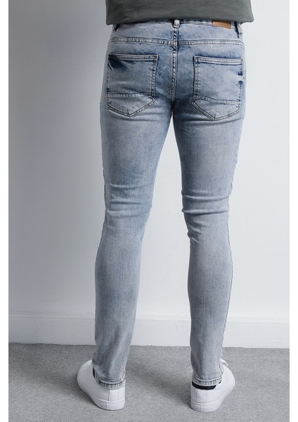 RD18YE010039 Jean Erkek Denim Pantolon Kamuflaj Yamalı Jean