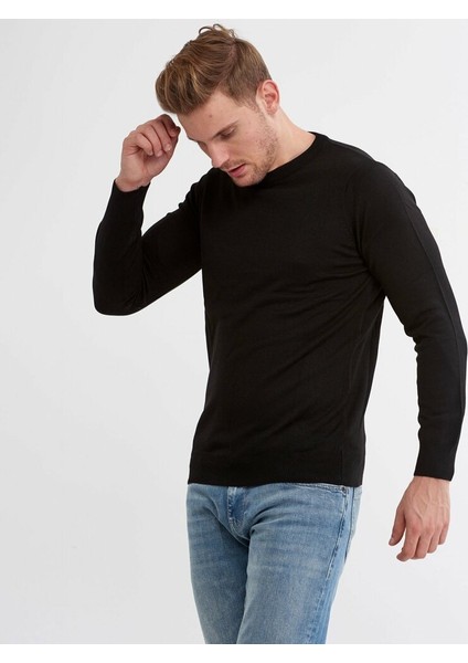 Çetinkaya Mentality Slim Fit Siyah Basic Triko