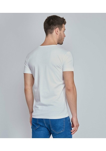 Çetinkaya Mentality B Yaka Basic Beyaz Tshirt modelleri