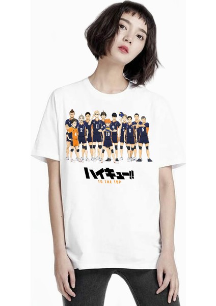 Haikyuu Tişört Beyaz Unisex