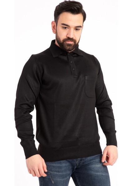 Erkek Ince Yün Triko Örgü Polo Yaka Baba Kazak Bluz modelleri