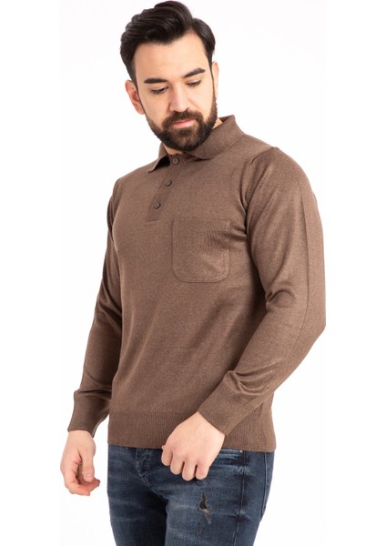 Erkek Ince Yün Triko Örgü Polo Yaka Baba Kazak Bluz modelleri