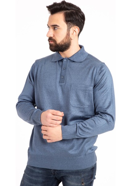 Erkek Ince Yün Triko Örgü Polo Yaka Baba Kazak Bluz modelleri
