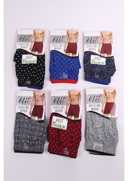 6'lı Tutku Elit Havlu Bel Erkek Penye Desenli Boxer 1102