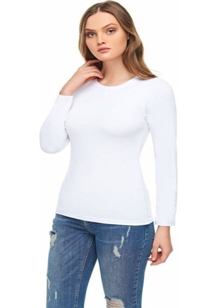 Elit 2203 Sıfır Yaka Uzun Kol Kadın Body