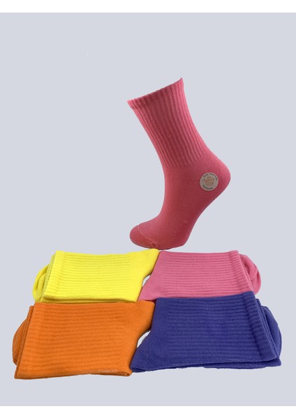 Unisex 4'lü Düz Kolej Tenis Çorabı