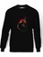 Les Paul Baskılı Siyah Erkek Örme Sweatshirt Uzun Kol 1