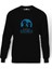 Sherlock Holmes Baskılı Siyah Erkek Örme Sweatshirt Uzun Kol 1