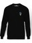 Skull Panda Baskılı Siyah Erkek Örme Sweatshirt Uzun Kol 1