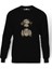 Three Monkeys 3 Monkeys Baskılı Siyah Erkek Örme Sweatshirt Uzun Kol 1