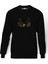 Aesthetic Computer Baskılı Siyah Erkek Örme Sweatshirt Uzun Kol 1
