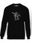 Astronaut Skateboarding By Plastic Ghost On Baskılı Siyah Erkek Örme Sweatshirt Uzun Kol 1