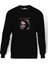Ha Ha Ha Baskılı Siyah Erkek Örme Sweatshirt Uzun Kol 1