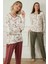 Bayan Battal Pijama 3583-BORDO 1