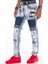 CD529 Metal Işlemeli Elle Boyanmış Mavi Erkek Jeans 3