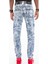 CD529 Metal Işlemeli Elle Boyanmış Mavi Erkek Jeans 4