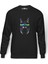 Dj Kedi Gözlük Kulaklık Baskılı Füme Erkek Örme Sweatshirt Uzun Kol 1