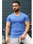 Düz Basic Saks T-Shirt 3005 2
