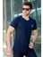 Yırtık Detaylı Lacivert T-Shirt T4002 1