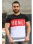 Renk Bloklu Yazı Detaylı Siyah T-Shirt 3077 3