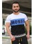 Renk Bloklu Yazı Detaylı Beyaz T-Shirt 3077 3