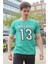 Yeşil Çizgi Detaylı Baskılı T-Shirt 3008 1
